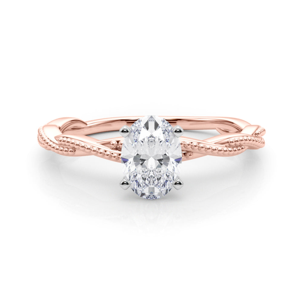 Anastasia Twisted Vine Oval Diamond Solitaire Engagement Ring-VIRABYANI